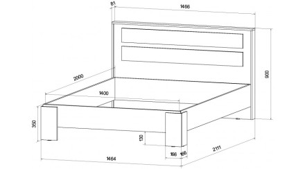 Кровать двуспальная Ленора, Дуб вотан/Графит 