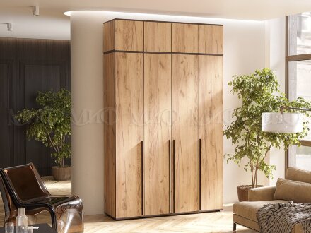 Шкаф четырехдверный с антресолью Норд, Дуб крафт  